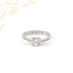 Fehérarany női köves arany gyűrű, eljegyzési gyűrű