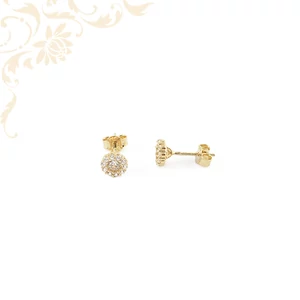 14 karátos arany fülbevaló cirkónia kövekkel, modern designnal stekkeres rögzítéssel