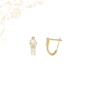 14 karátos arany fülbevaló fordított szív formájú cirkónia kővel – 10 mm-es női vagy gyermek arany ékszer finom, elegáns megjelenéssel 14 karátos arany fülbevaló fordított szív formájú cirkónia kővel – 10 mm-es női vagy gyermek arany ékszer finom, elegáns megjelenéssel