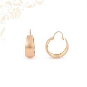 14 karátos vörösarany (rose gold) masszív, ívelt fülbevaló, szálcsiszolt külső felülettel