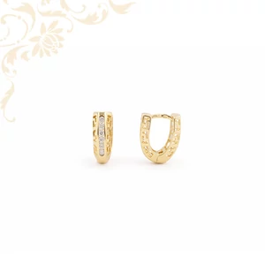 Elegáns 14 karátos  arany fülbevaló meander mintával