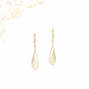 Légies, lógós arany fülbevaló, modern és elegáns bicolor női ékszer
