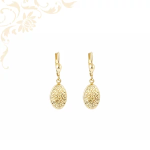 Szikrázó sárga arany fülbevaló selymesen fénylő felülettel