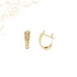 14 karátos arany fülbevaló áttört meander mintával