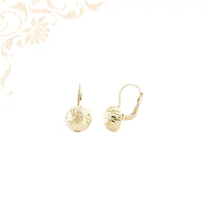 Elegáns, gyémántvésett mintázatú arany fülbevaló 14K