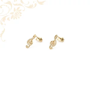 Cirkónia köves arany violinkulcs fülbevaló Cirkónia köves arany violinkulcs fülbevaló