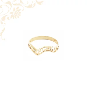 Különleges formavilágú 14 karátos női arany gyűrű görög mintával – letisztult, modern stílus Különleges formavilágú 14 karátos női arany gyűrű görög mintával – letisztult, modern stílus