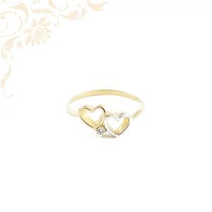 14 karátos arany gyűrű két szívvel és cirkónia kővel -a tökéletes romantikus ajándék 14 karátos arany gyűrű két szívvel és cirkónia kővel -a tökéletes romantikus ajándék