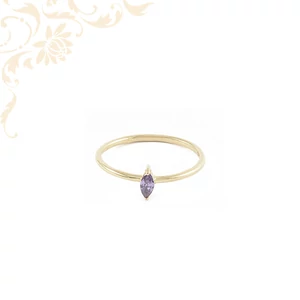 arany gyűrű levendula-lila marquise cirkónia kővel