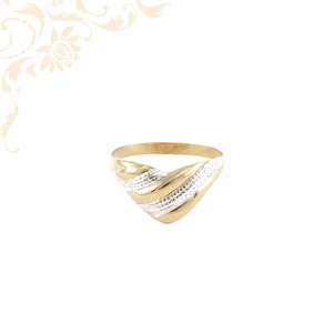 14 karátos arany gyűrű ródium díszítéssel, hullám mintás elegáns női ékszer 14 karátos arany gyűrű ródium díszítéssel, hullám mintás elegáns női ékszer