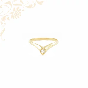 14 karátos arany chevron gyűrű cirkónia kővel, V alakú modern női arany gyűrű elegáns letisztult stílusban 14 karátos arany chevron gyűrű cirkónia kővel, V alakú modern női arany gyűrű elegáns letisztult stílusban