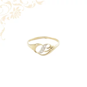 arany gyűrű lágyan ívelt cirkónia köves díszítéssel