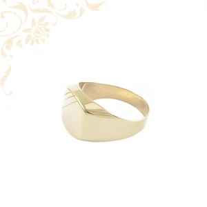 14 karátos férfi arany pecsétgyűrű – letisztult, polírozott felületű gyűrű vésett mintázattal, elegáns megjelenéssel 14 karátos férfi arany pecsétgyűrű – letisztult, polírozott felületű gyűrű vésett mintázattal, elegáns megjelenéssel