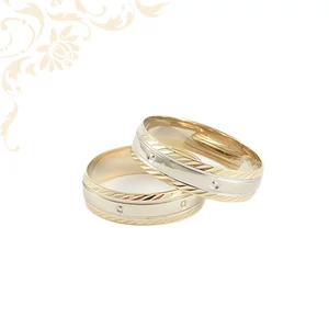 Kéttónusú arany karikagyűrű pár 14K