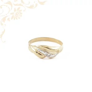 modern női arany gyűrű cirkónia kövekkel ródium díszítéssel 14K