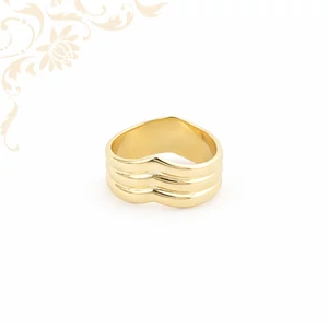 Különleges hullámvonalas 14 karátos sárga arany gyűrű