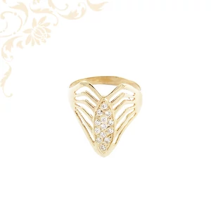 Különleges V-alakú arany gyűrű szikrázó cirkónia kövekkel