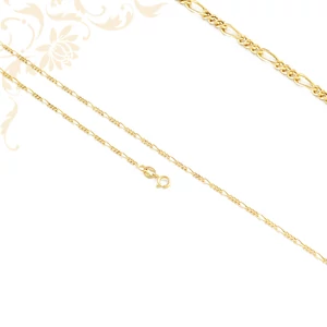 14 karátos arany Figaro nyaklánc klasszikus 3+1-es szemszerkezettel és fényes polírozással