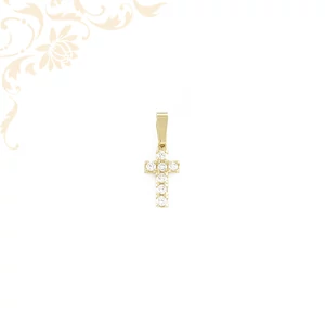 14 karátos arany kereszt medál cirkónia kövekkel díszítve 14 karátos arany kereszt medál cirkónia kövekkel díszítve