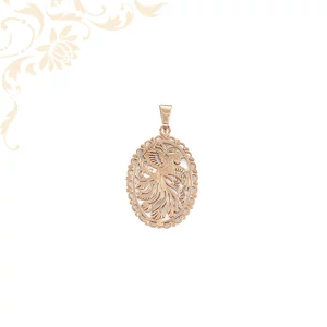 14 karátos arany medál főnixmadár motívummal, ovális áttört díszítéssel – az újjászületés szimbóluma 14 karátos arany medál főnixmadár motívummal, ovális áttört díszítéssel – az újjászületés szimbóluma
