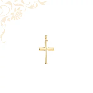 14 karátos arany kereszt medál metszett fényes felülettel – elegáns, letisztult vallási ékszer