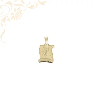 14 karátos arany Skorpió horoszkópos medál pergamen formában, csillagjegy szimbolikájú ékszer