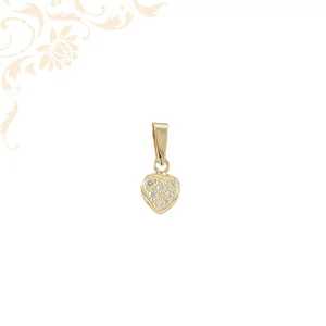 14K arany szív alakú medál csillogó kövekkel, finom és elegáns dizájnnal