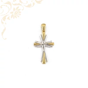 Arany kereszt medál sárga és fehérarany kombinációjával