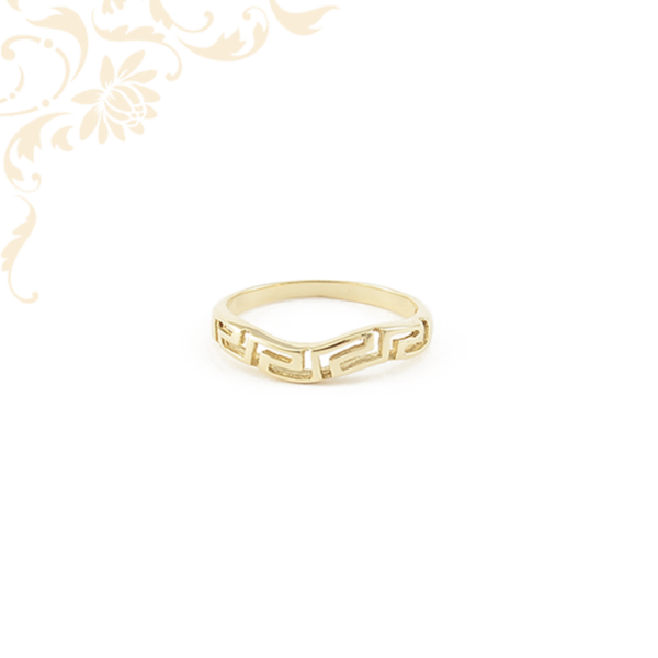 Áttört fejrészű, görög mintás női arany gyűrű.