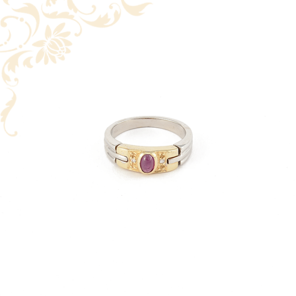 Rubinnal és gyémánttal ékesített női arany gyűrű
