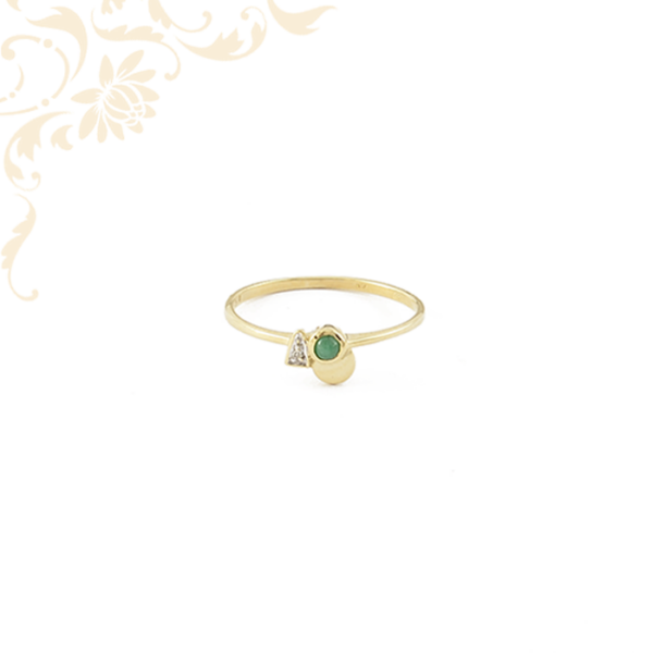 Gyémánt és smaragd köves női arany gyűrű