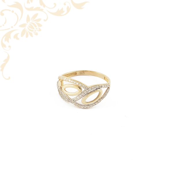 Áttört fejrészű női köves arany gyűrű
