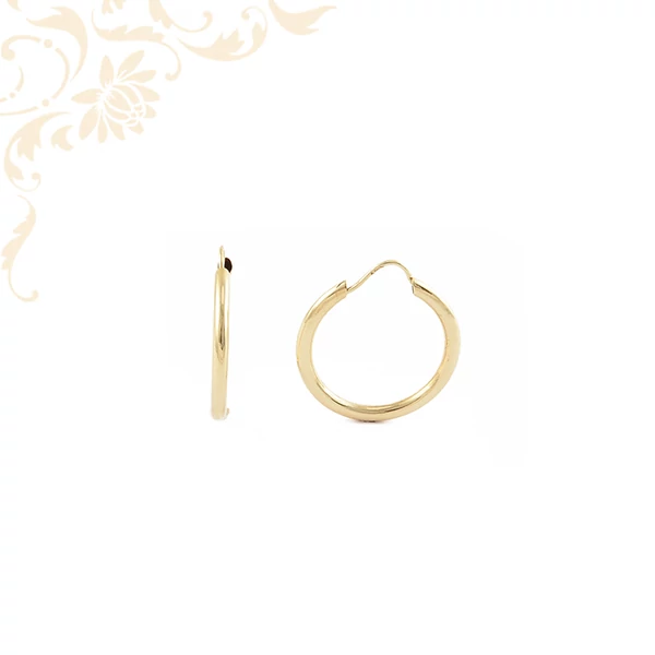 14 karátos sárga arany karika fülbevaló, klasszikus fényes felületű női ékszer 14 karátos sárga arany karika fülbevaló, klasszikus fényes felületű női ékszer