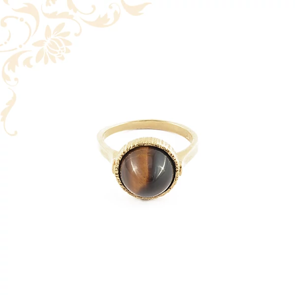 Női arany gyűrű tigrisszem hatású kővel 9 K Női arany gyűrű tigrisszem hatású kővel 9 K