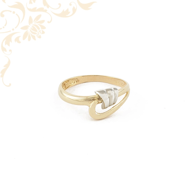 Ródium bevonatos díszítésű női arany gyűrű