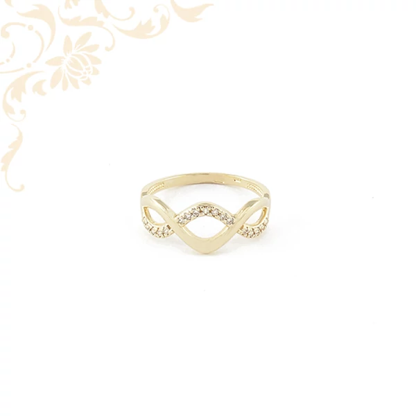 Hullámos fazonú női köves arany gyűrű Hullámos fazonú női köves arany gyűrű