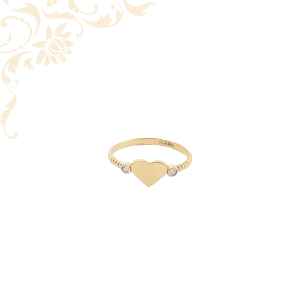 Kis súlyú női arany gyűrű szív alakú betéttel 14K