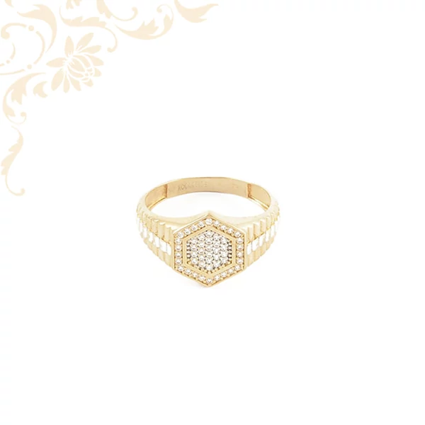 Férfi arany gyűrű 14K Súly: 4,11 gr M:67