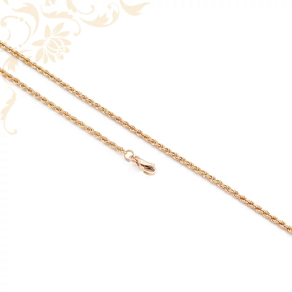 14 karátos arany Walles (Valentino) lánc karabiner zárral, csavart mintázatú, elegáns kidolgozással.