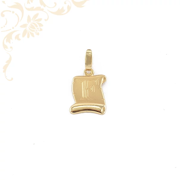 F betűvel díszített, pergamen arany medál.